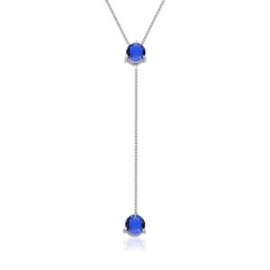 Gargantinha Ponto De Luz Pendente Azul Safira