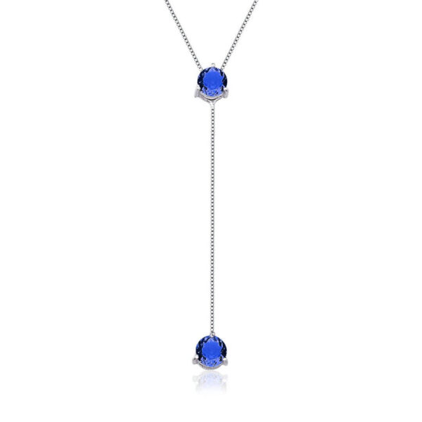 Gargantinha Ponto De Luz Pendente Azul Safira