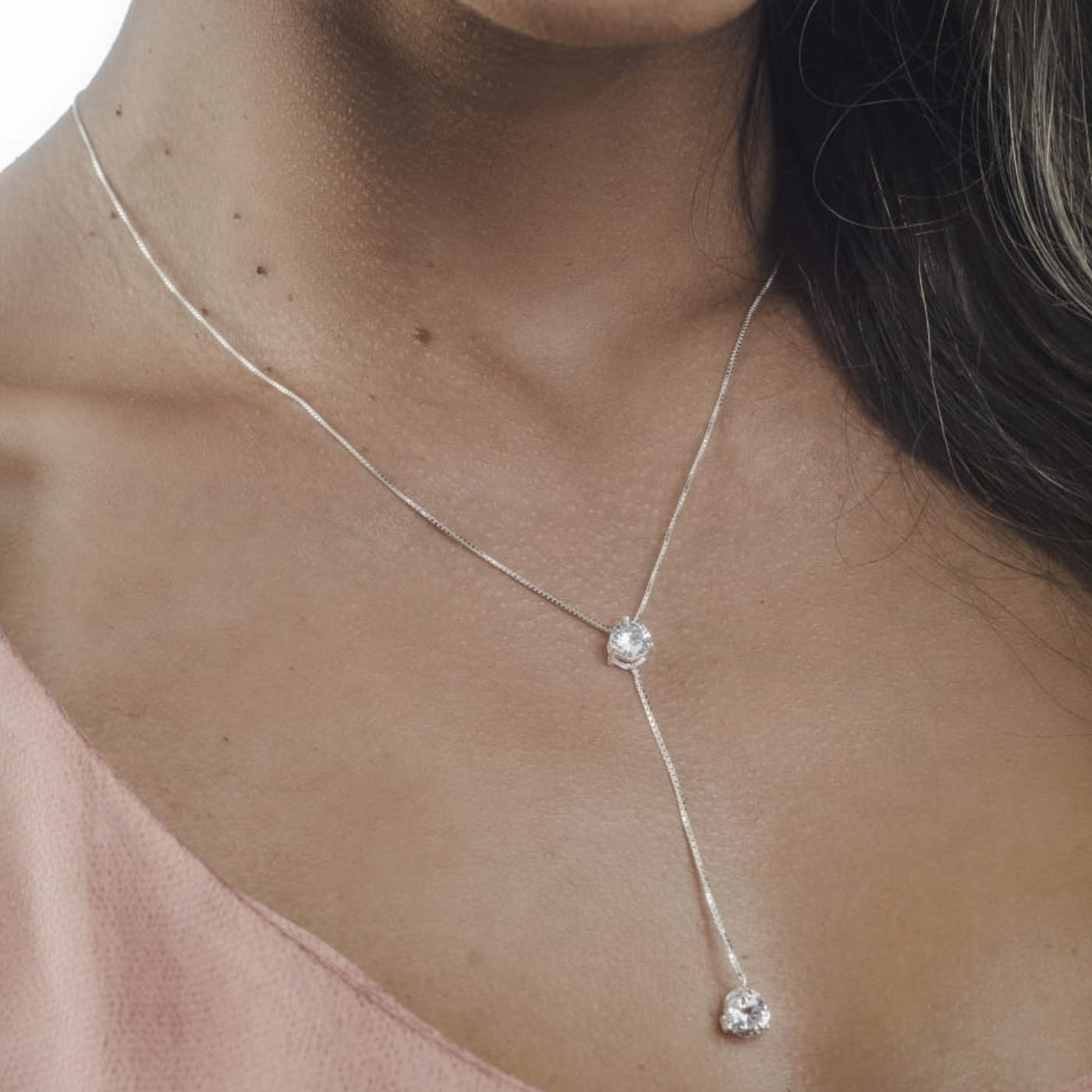 GARGANTINHA PONTO DE LUZ PENDENTE ZIRCÔNIA CRISTAL - Imagem 2