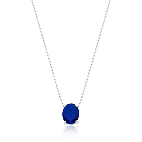 Gargantilha Oval Azul Safira