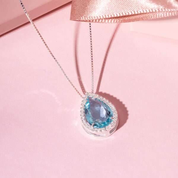 Gargantilha Gota 10x15 Topazio Sky - Imagem 2