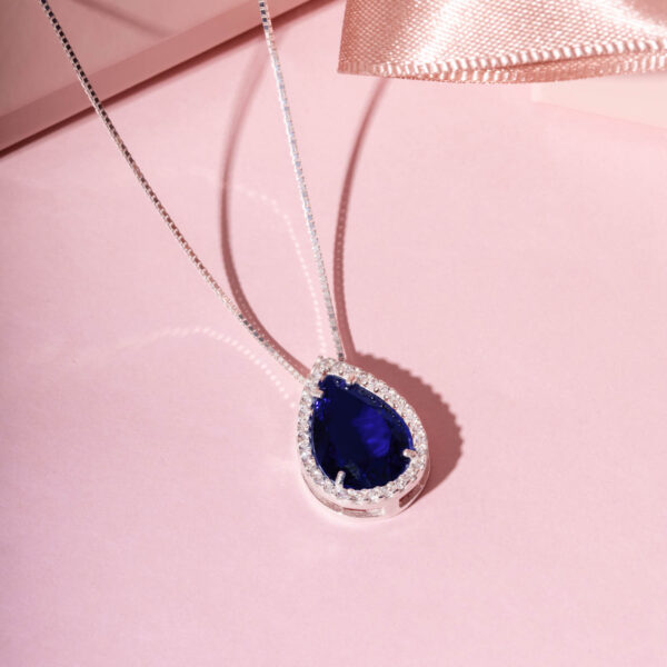 Gargantilha Gota 10x15 Azul Safira - Imagem 2