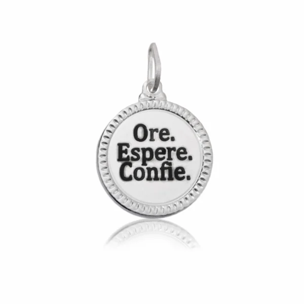 Pingente Medalha Ore Espere Confie