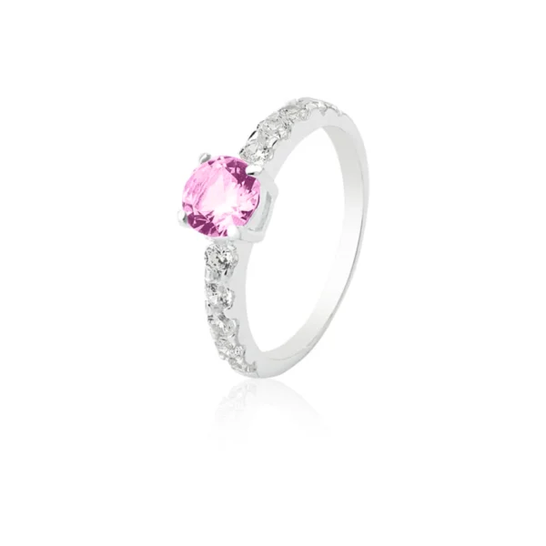 Anel Solitario Tiffany Rosa 6mm
