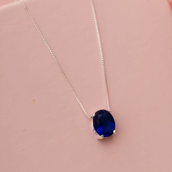Gargantilha Oval Azul Safira - Imagem 2