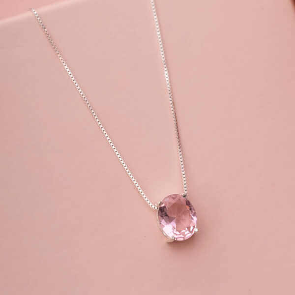 Gargantilha Oval Cristal Rosa - Imagem 2