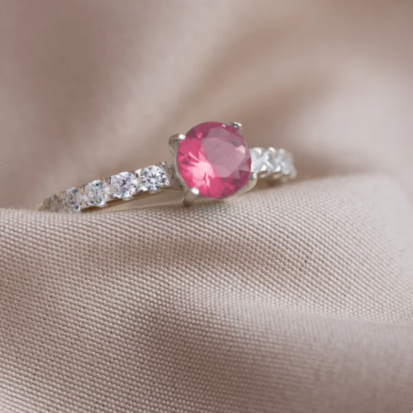 Anel Solitario Tiffany Rosa 6mm - Imagem 2