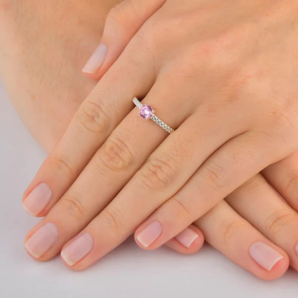 Anel Tiffany Solitário 5mm Rosa - Imagem 3