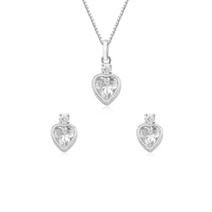 Conjunto Coração c/ Zirconia Cristal