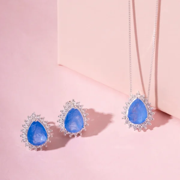 Conjunto Gota Pedra Fusion Azul - Imagem 2