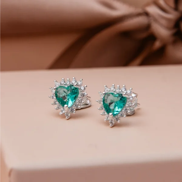 Conjunto Coração 3 Garras Turmalina Paraiba - Imagem 2