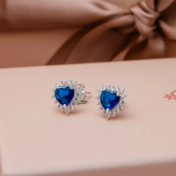 Conjunto Coração 3 Garras Azul Safira - Imagem 2