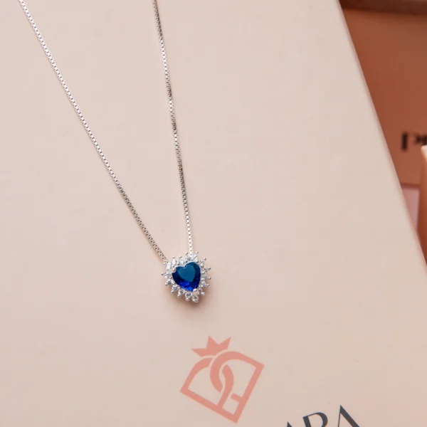 Conjunto Coração 3 Garras Azul Safira - Imagem 3