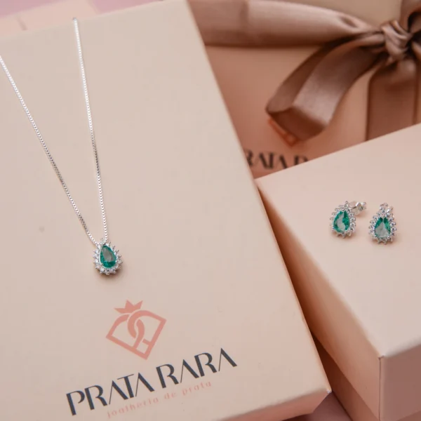 Conjunto Gota 3 Garras Turmalina Paraiba