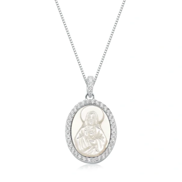 Colar Oval Madre Pérola Sagrado Coração