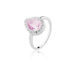 Anel Princesa Gota Cristal Rosa