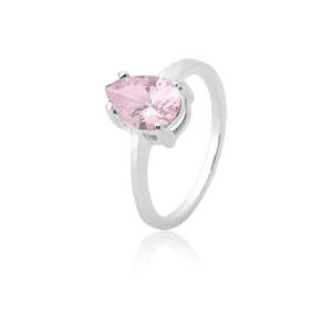 Anel Gota Cristal Rosa