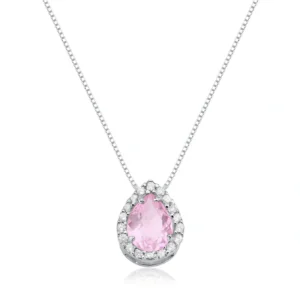 Colar Princesa Gota Cristal Rosa
