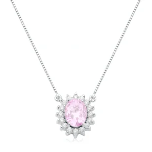 Colar Rainha Oval Cristal Rosa