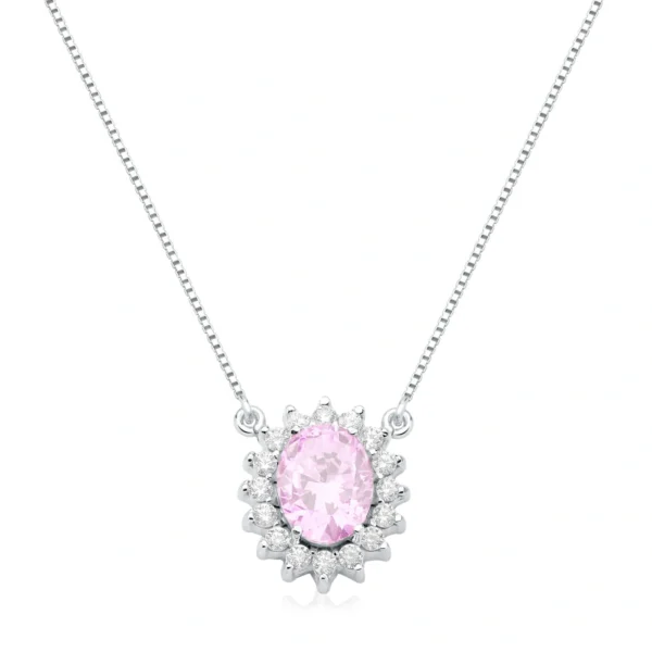 Colar Rainha Oval Cristal Rosa