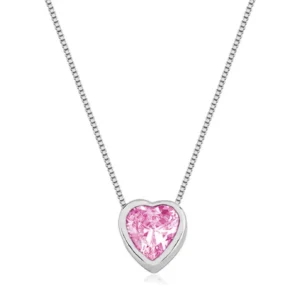 Colar Coração Grande Rosa