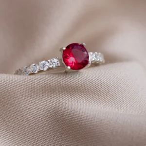 Anel Solitario Tiffany 6mm Rubelita
