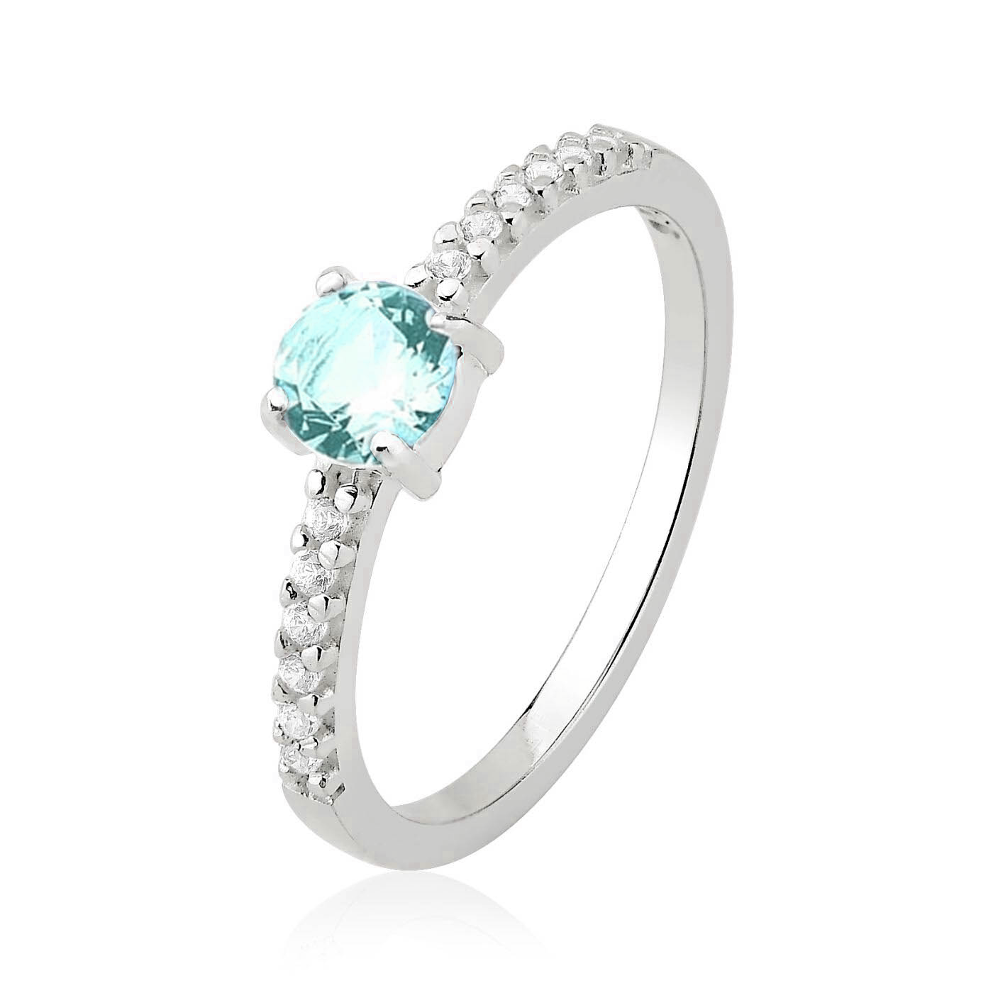 Anel Tiffany Solitário 5mm Topazio Sky