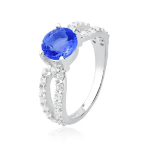 Anel Solitario Cartier 8mm Azul Safira