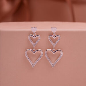 Brinco Coração Duplo Cravejado