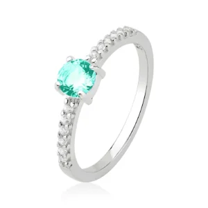 Anel Tiffany Solitário 5mm Turmalina Paraiba