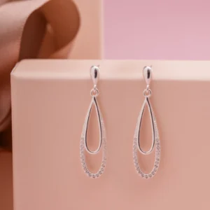 Brinco Liso e Cravejado Gota Dupla