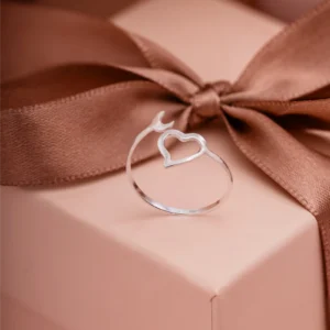 ANEL FALANGE CORAÇÃO VAZADO E LUA LISA