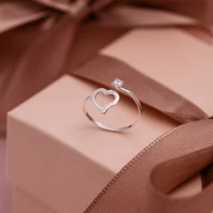 ANEL FALANGE CORAÇÃO VAZADO E PONTO DE LUZ