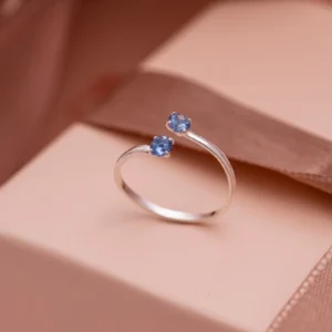 ANEL FALANGE PONTOS DE LUZ AZUL SAFIRA