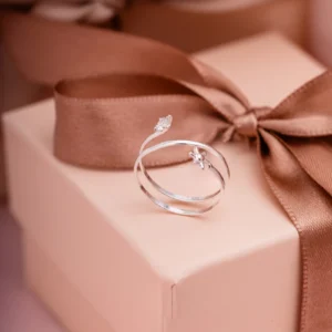 ANEL FALANGE DUAS VOLTAS FLOR E PONTO DE LUZ