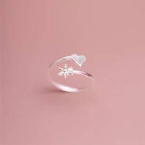 ANEL FALANGE ESTRELAS TEXTURIZADA CORAÇÃO