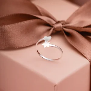 ANEL FALANGE LISO CORAÇÃO E ESTRELA LISA