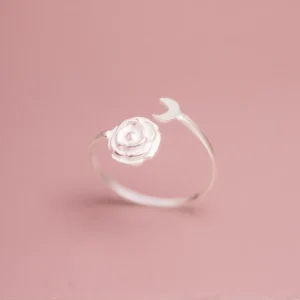 ANEL FALANGE ROSA TEXTURIZADA E LUA