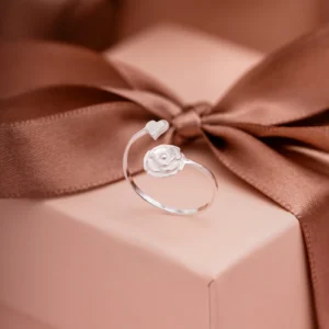 ANEL FALANGE ROSA TEXTURIZADA E CORAÇÃO