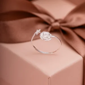 ANEL FALANGE ROSA TEXTURIZADA E ESTRELA LISA