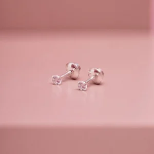 BRINCO SEGUNDO FURO PRATA 925 PONTO DE LUZ ZIRCÔNIA 2MM