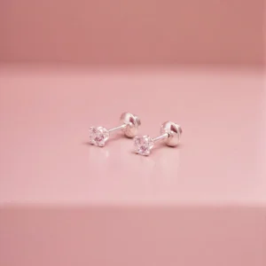 BRINCO SEGUNDO FURO PRATA 925 PONTO DE LUZ ZIRCÔNIA 3MM