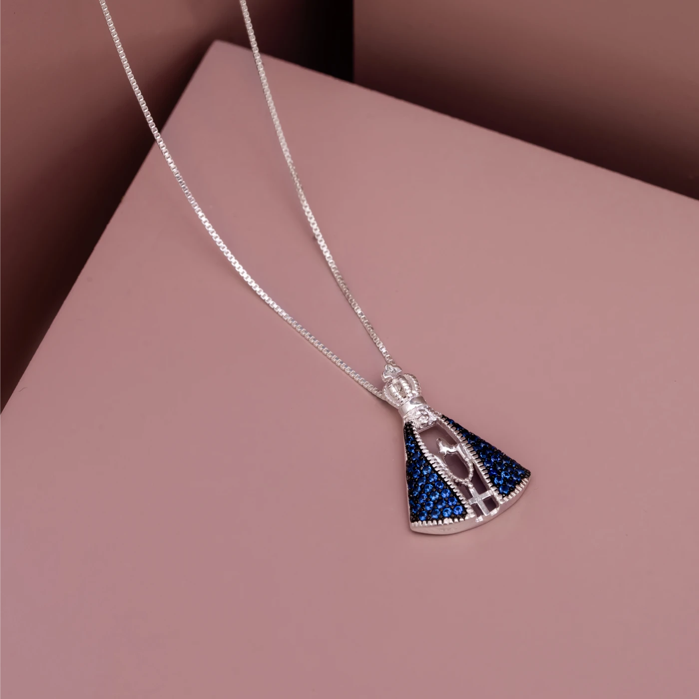 COLAR NOSSA SENHORA APARECIDA MANTO AZUL GRANDE