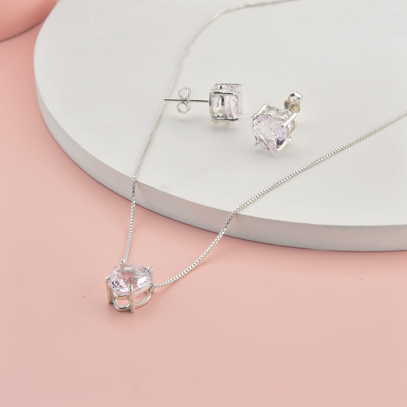 BRINCO PONTO DE LUZ CORAÇÃO CRISTAL ROSA - Imagem 2