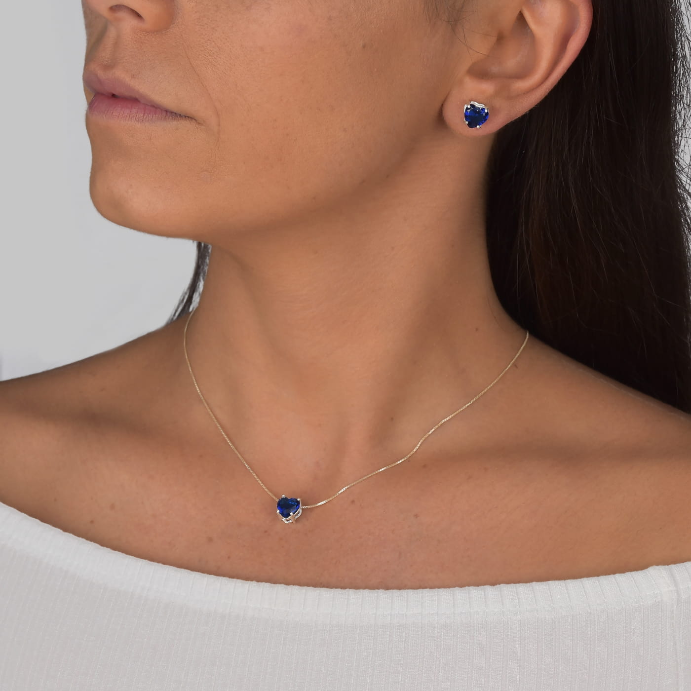 BRINCO PONTO DE LUZ CORAÇÃO AZUL SAFIRA - Imagem 3