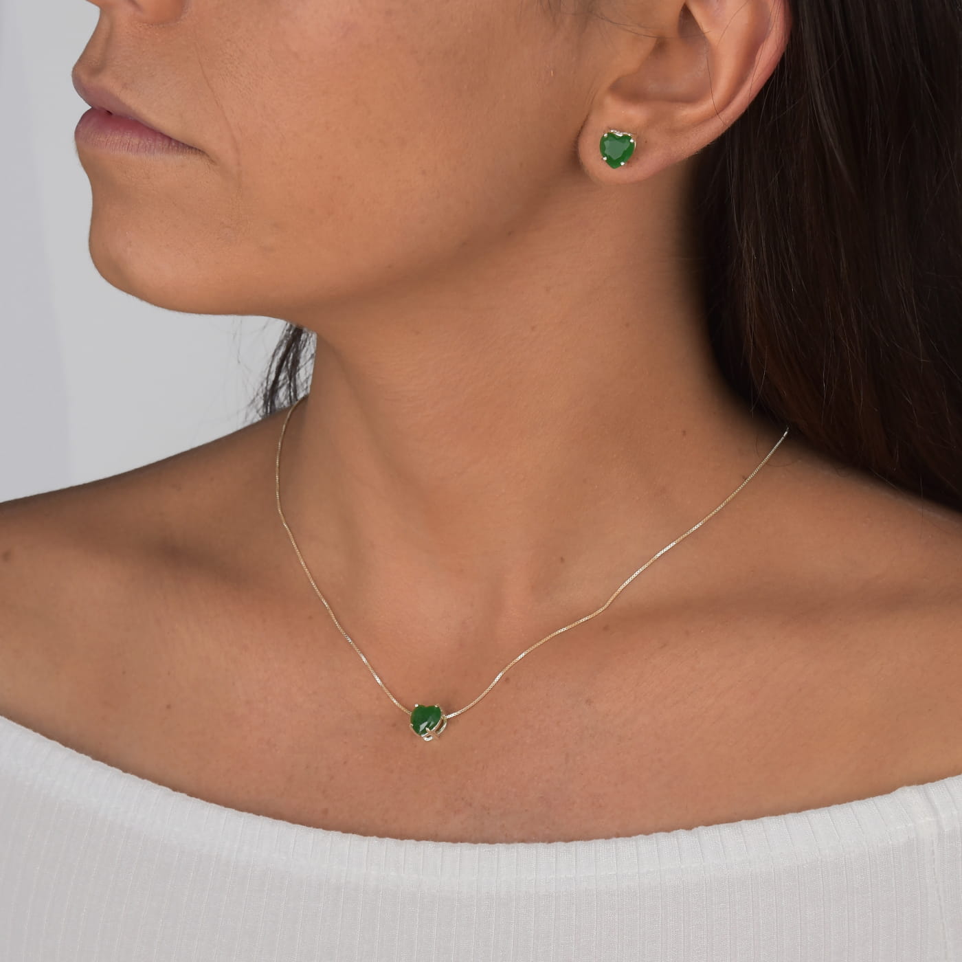 COLAR PONTO DE LUZ CORAÇÃO VERDE ESCURO - Imagem 3