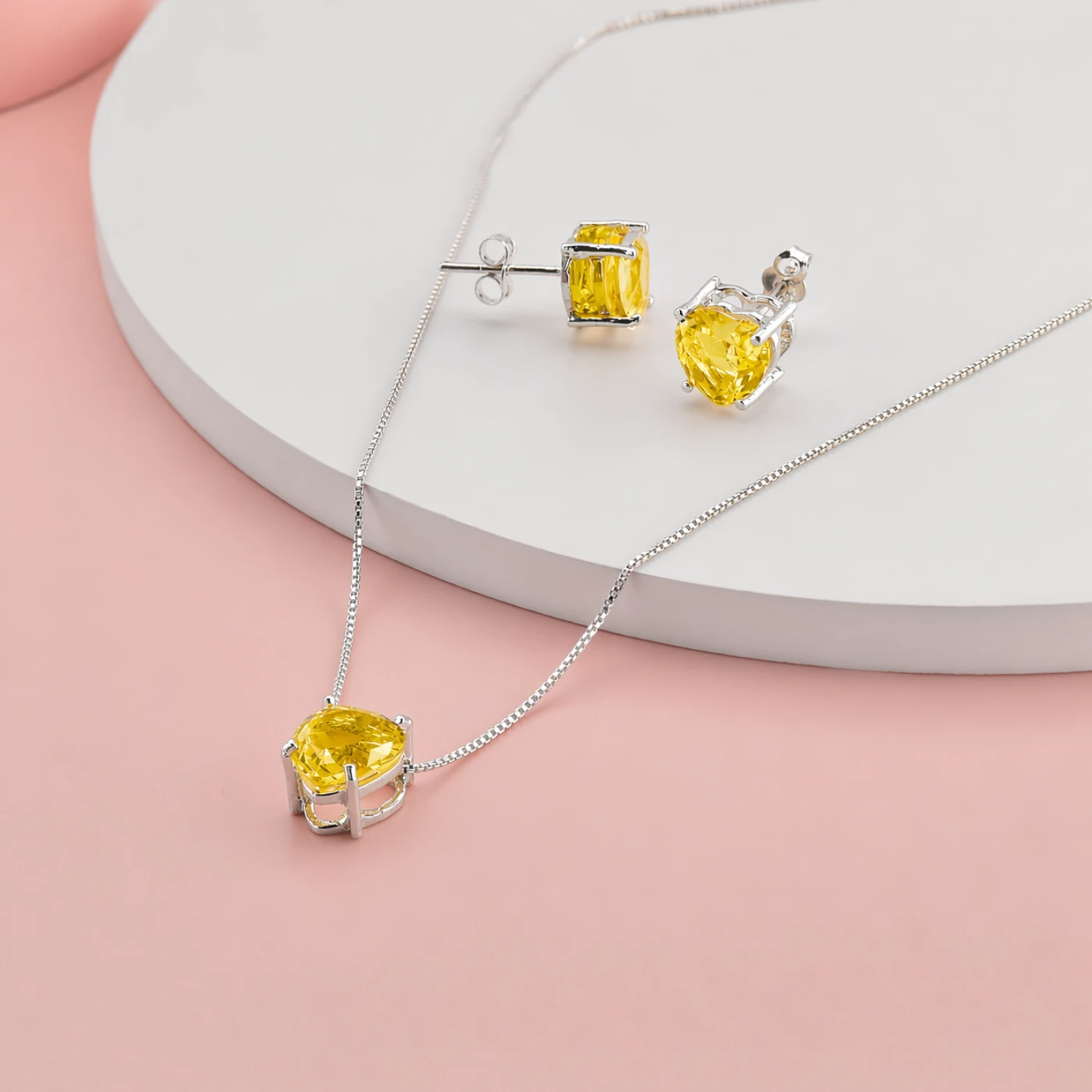 COLAR PONTO DE LUZ CORAÇÃO SAFIRA AMARELA - Imagem 2