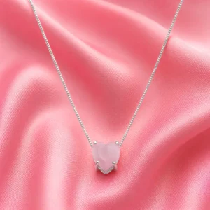 COLAR PONTO DE LUZ CORAÇÃO ROSA MILK