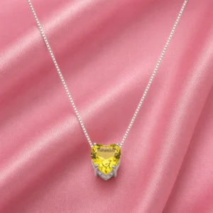 COLAR PONTO DE LUZ CORAÇÃO SAFIRA AMARELA