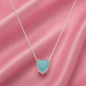 COLAR PONTO DE LUZ CORAÇÃO TOPAZIO SKY MILK